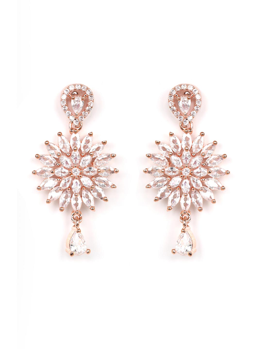 Dreamy Dahlia - American Diamond Rose Gold Plated Jewellery Set - NOZ2TOZ