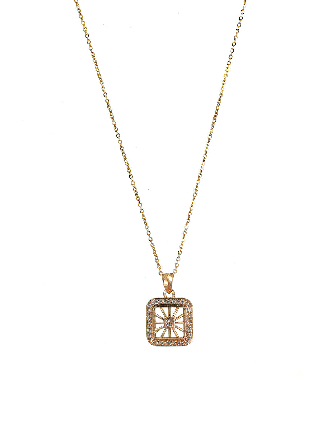 Square American Diamond Rose Gold Plated Necklace - NOZ2TOZ