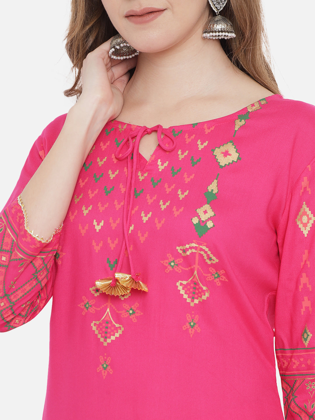 Women Pink Embroidered Kurta with Trousers With Dupatta