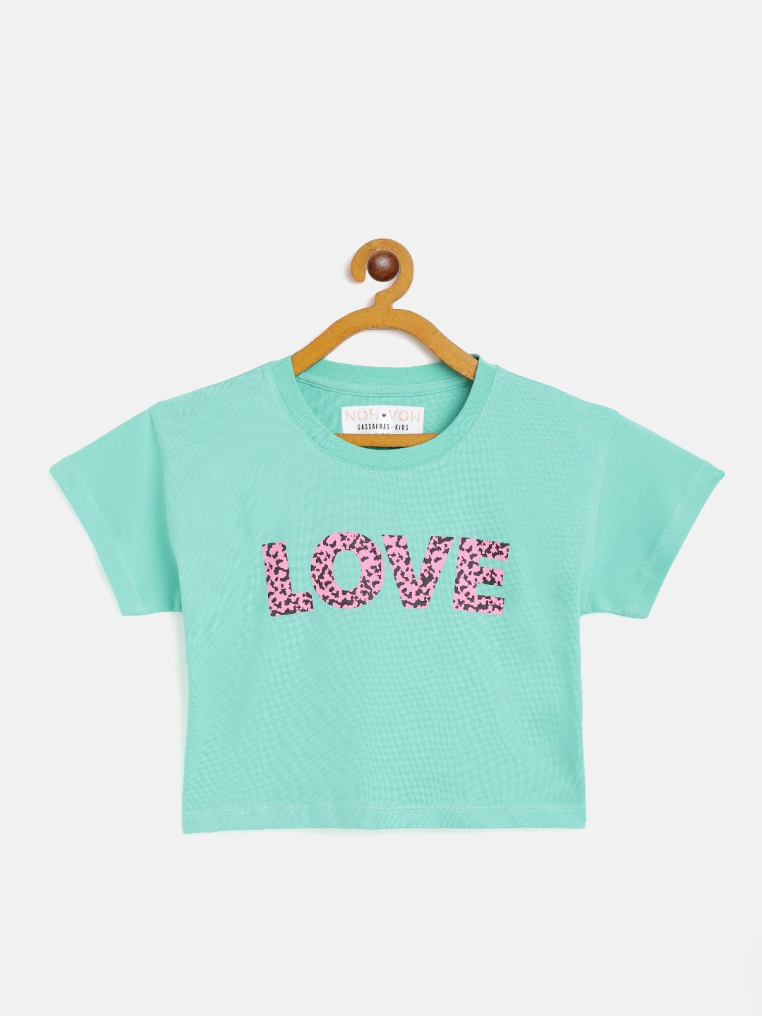 N2Z2TOZ - Girls Green Love Crop T-Shirt