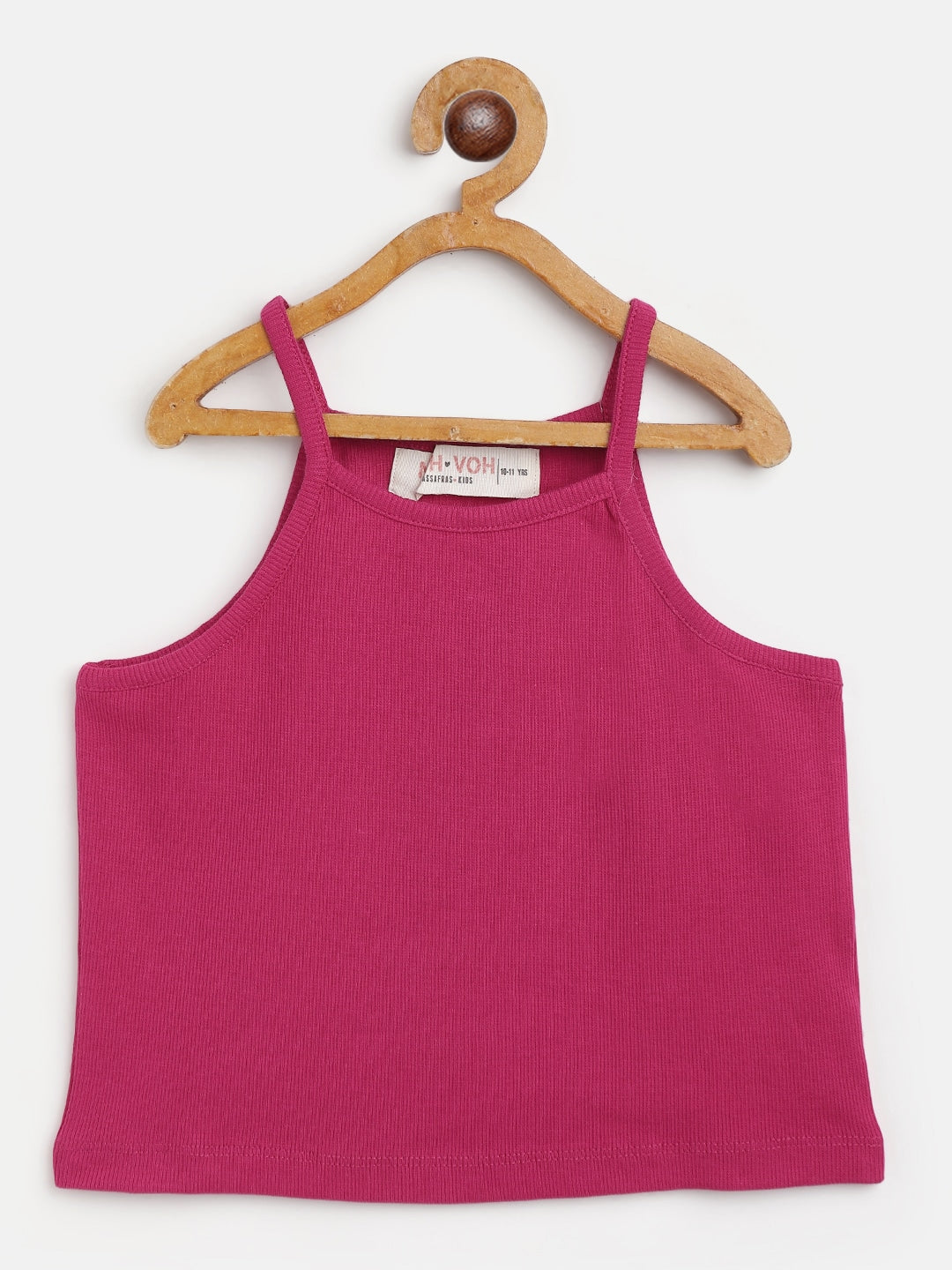 N2Z2TOZ - Girls Fuchsia Rib Strappy Crop Top