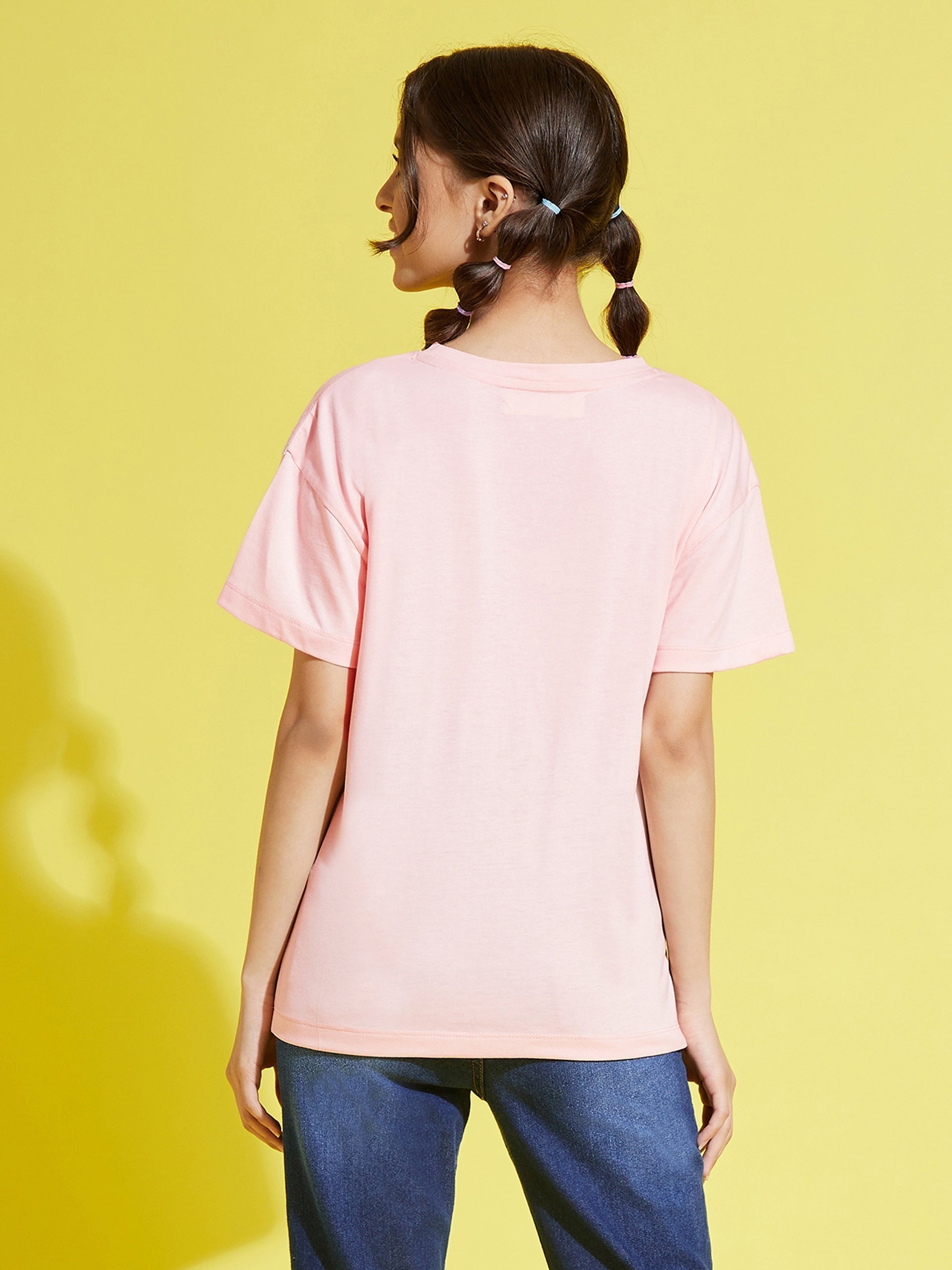 Girls Pale Pink HAPPINESS Drop Shoulder T-Shirt - NOZ2TOZ