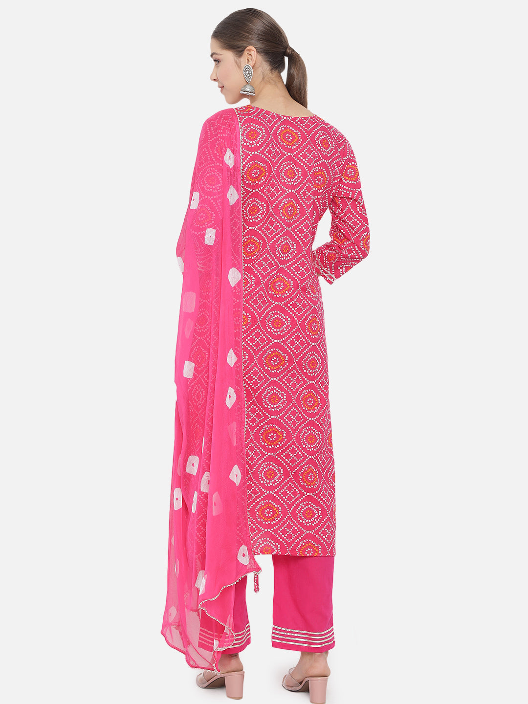 Women Red Embroidered Mirror Work Pure Cotton Kurta with Trousers With Dupatta