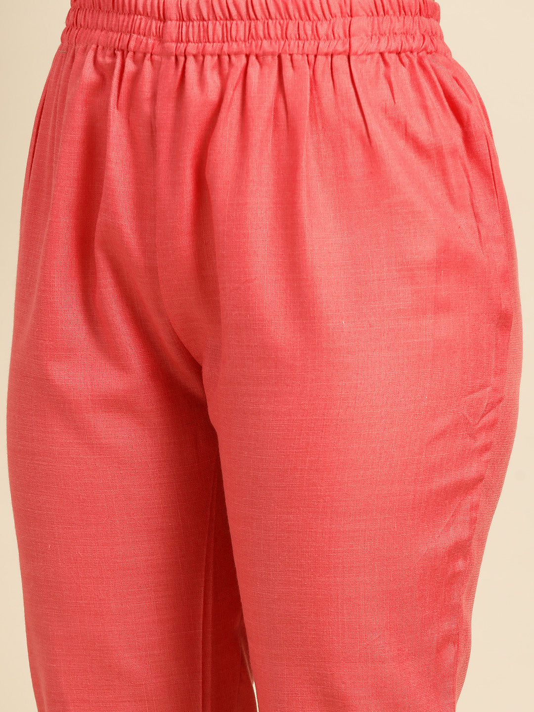 Women Peach-Coloured Yoke Design Kurta with Trousers With Dupatta