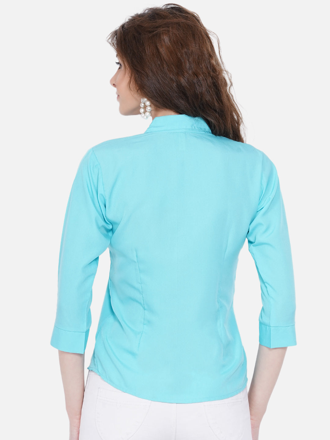 Women Turquoise Blue Casual Shirt - NOZ2TOZ