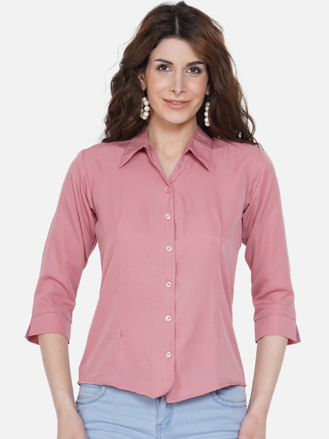 Women Peach-Coloured Casual Shirt - NOZ2TOZ