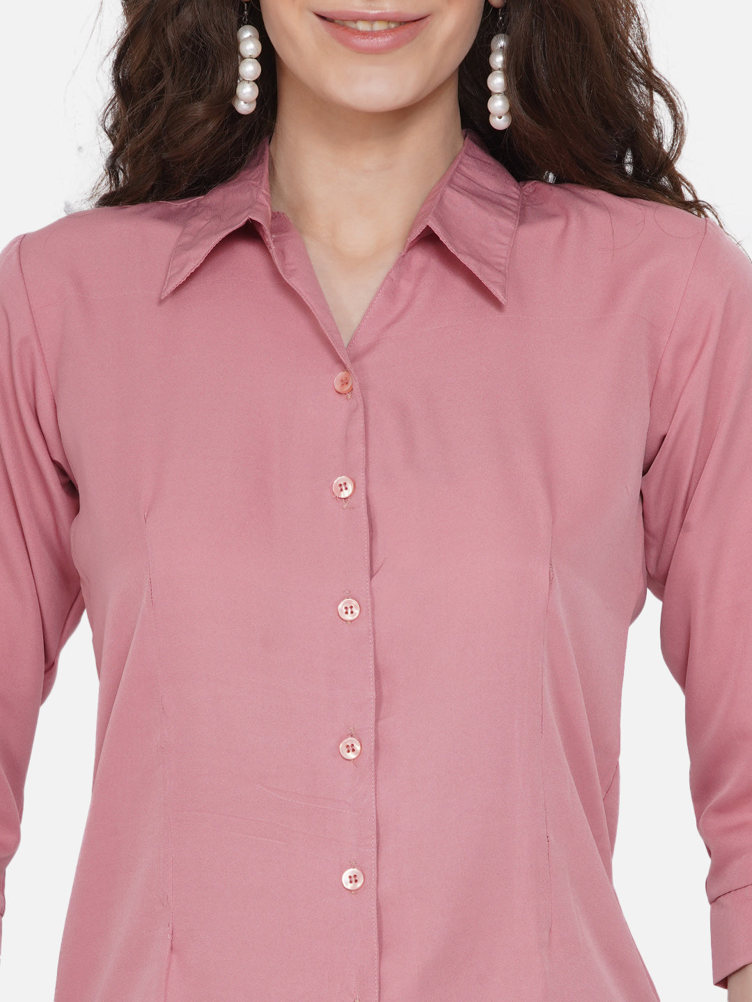 Women Peach-Coloured Casual Shirt - NOZ2TOZ