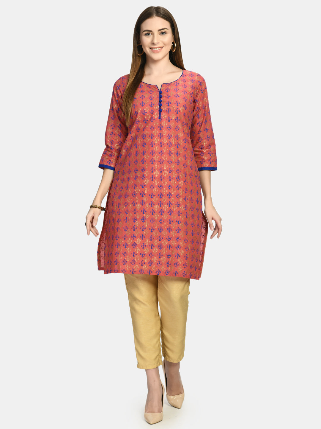 Old Rose Hand block Printed Kurta - NOZ2TOZ