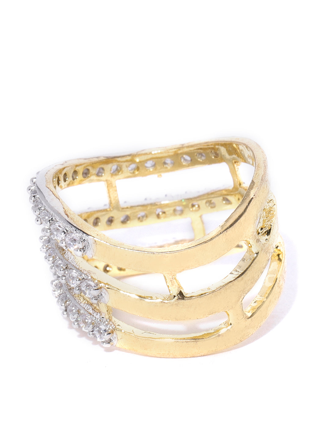 Gold-Plated American Diamond Studded Adjustable Ring - NOZ2TOZ