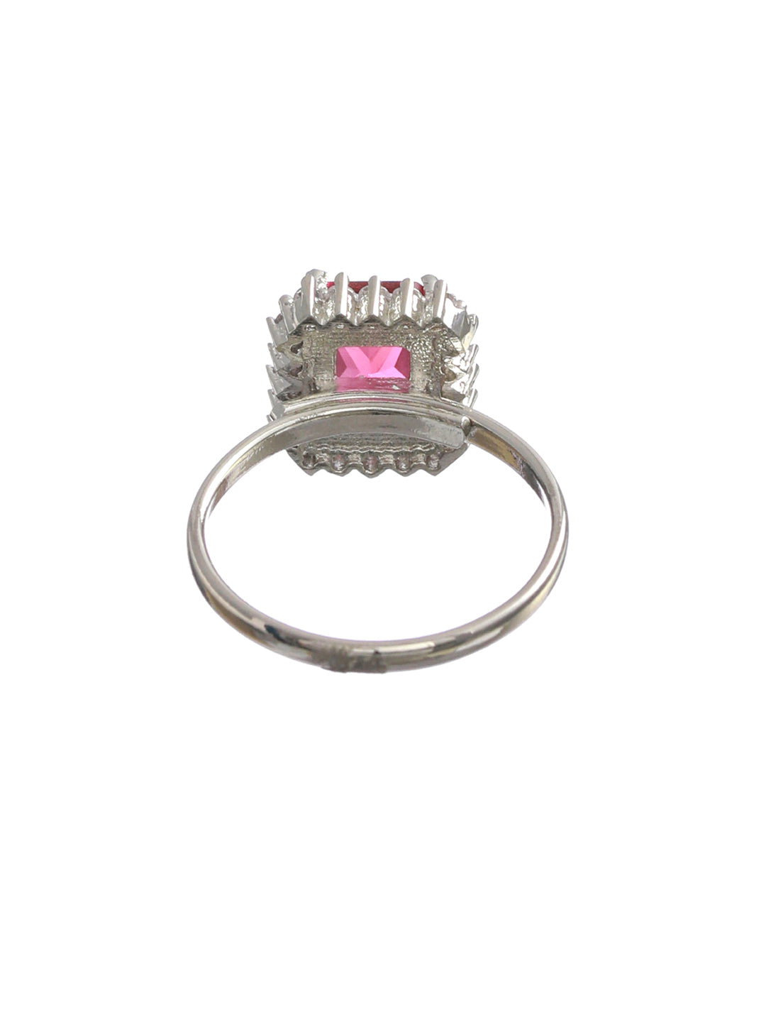 Dark Pink Silver Plated Solitaire Ring - NOZ2TOZ