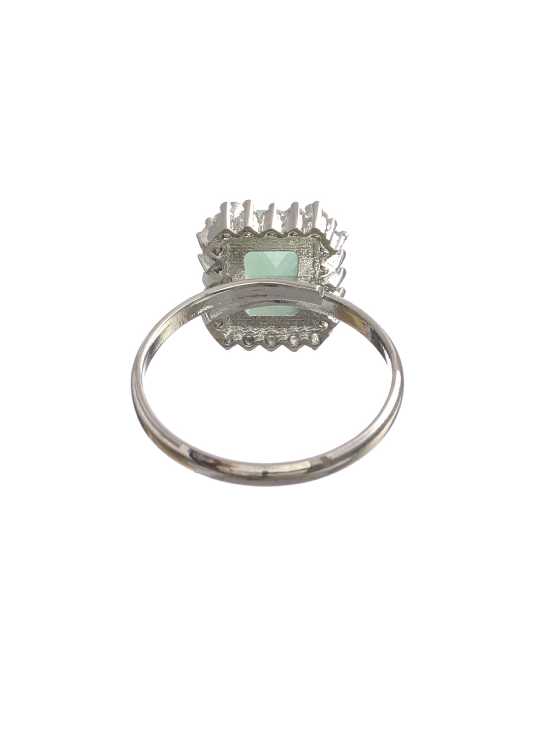 Green Silver Plated Solitaire Ring - NOZ2TOZ