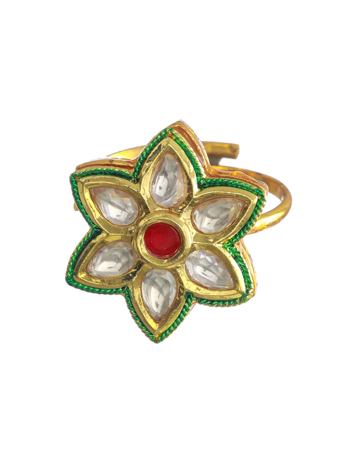 Multicolor Flower Gold Plated Ring - NOZ2TOZ