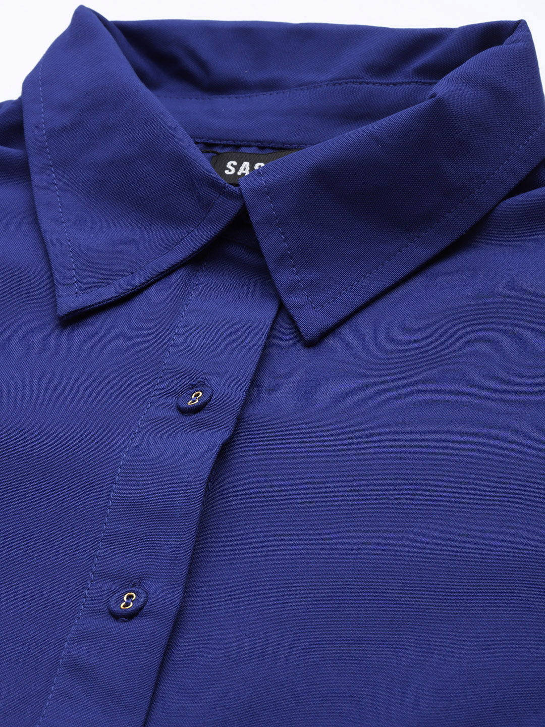 Women Royal Blue Side Cut-Out Shirt Dress - NOZ2TOZ