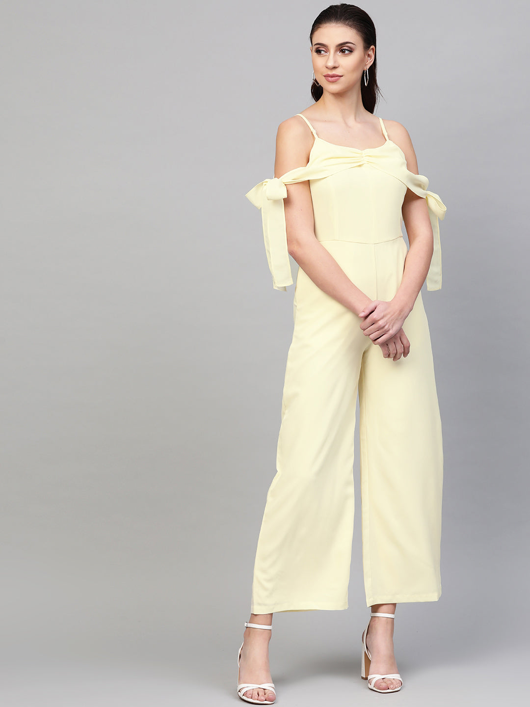 N2Z2TOZ - Off-White Tie Up Sleeve Detail Jumpsuit