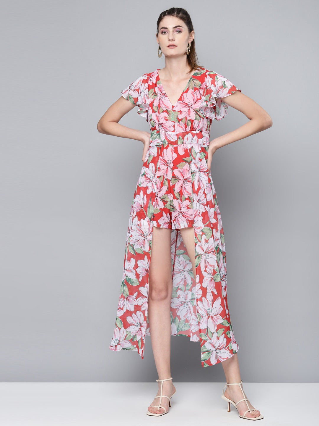 N2Z2TOZ - Red Floral Maxi Romper