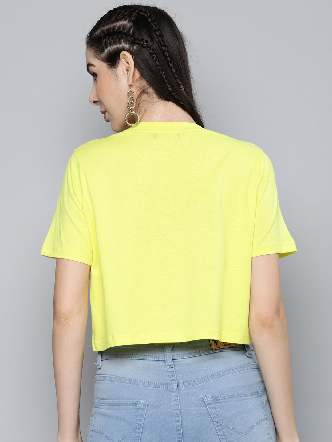 Women Yellow I-Am-Enough Crop Boxy T-Shirt