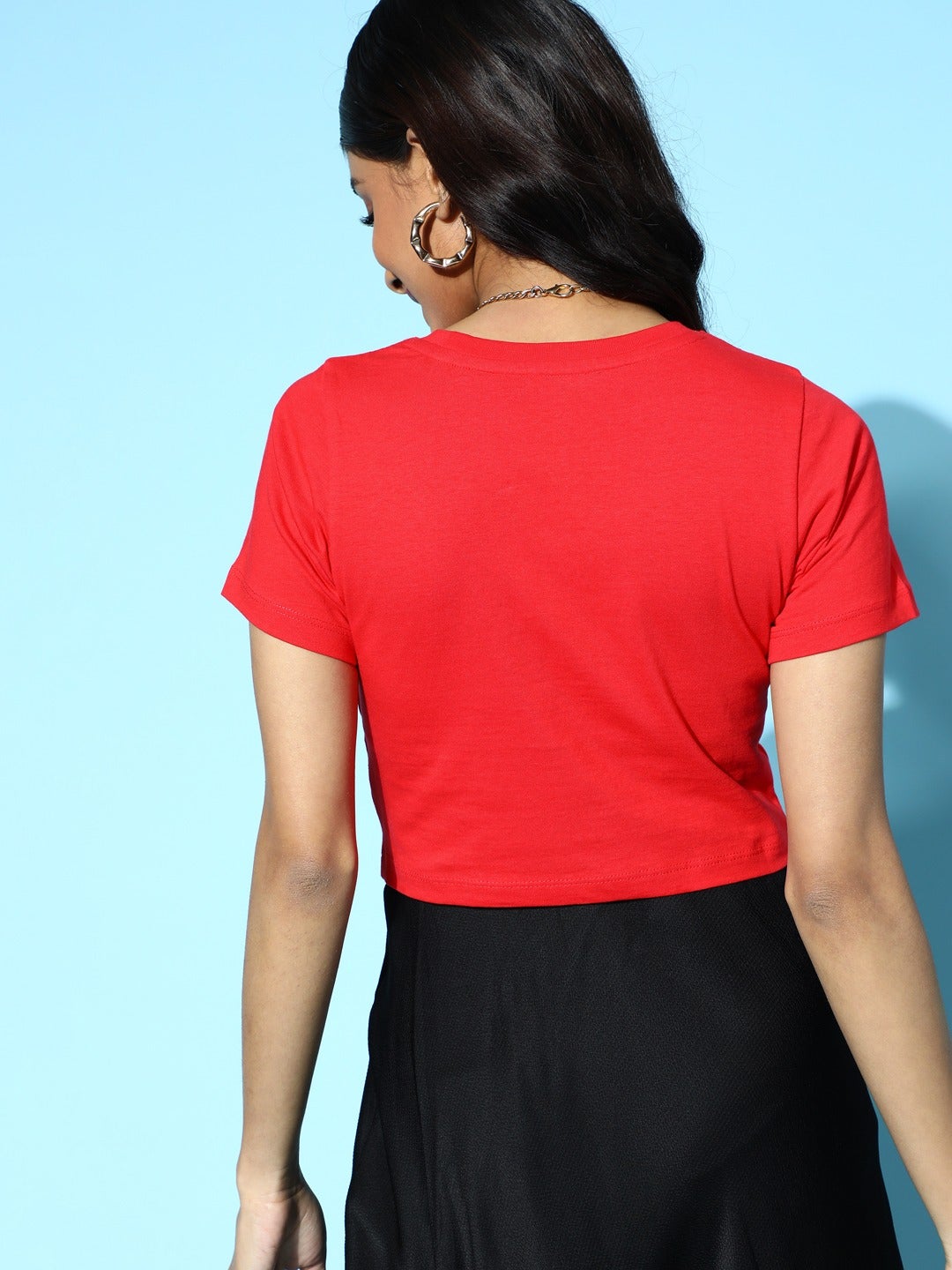 Women Red Printed Slim Fit T-Shirt