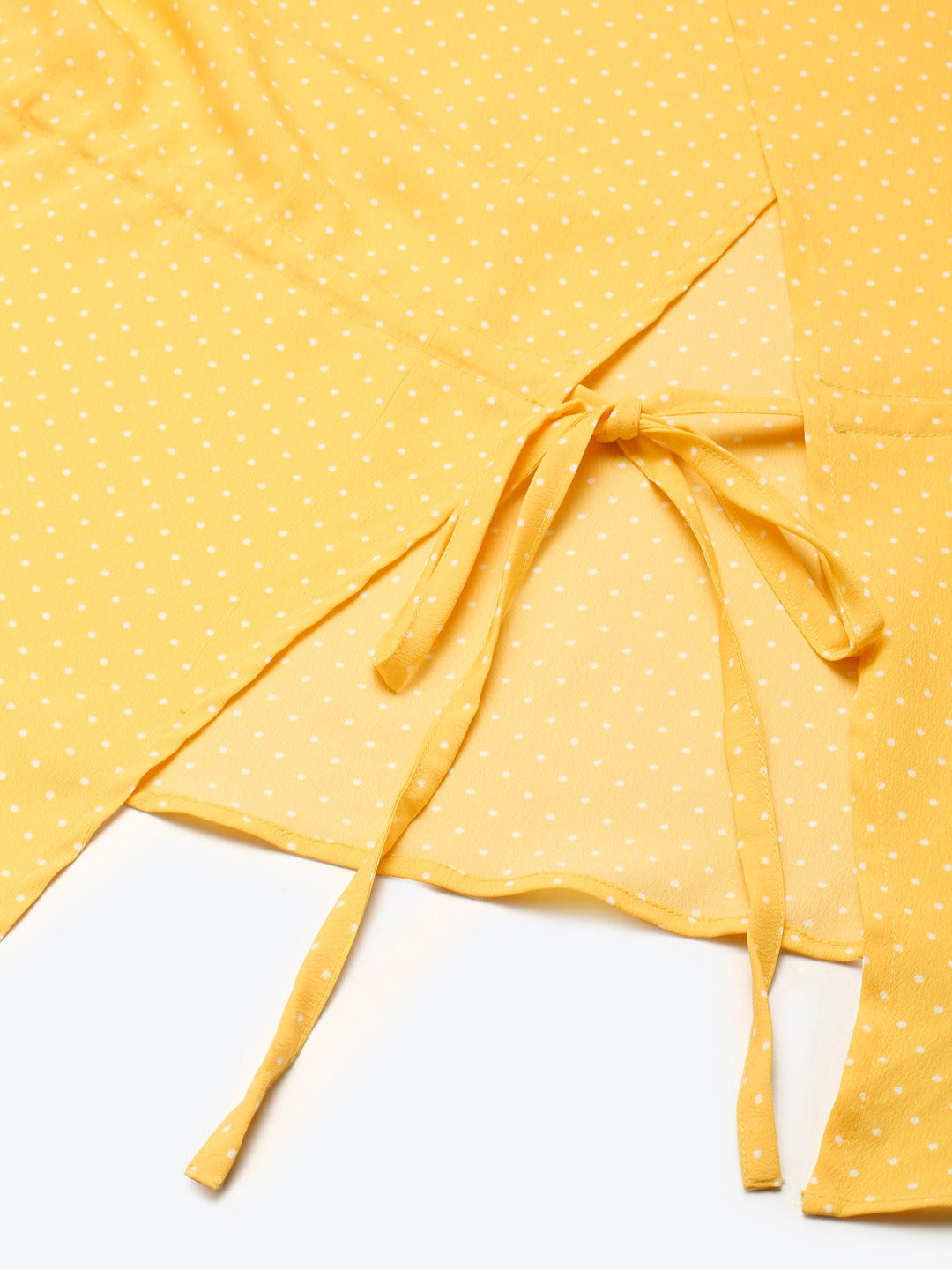 Women Yellow Pin Dots Back Tie-Up Top - NOZ2TOZ