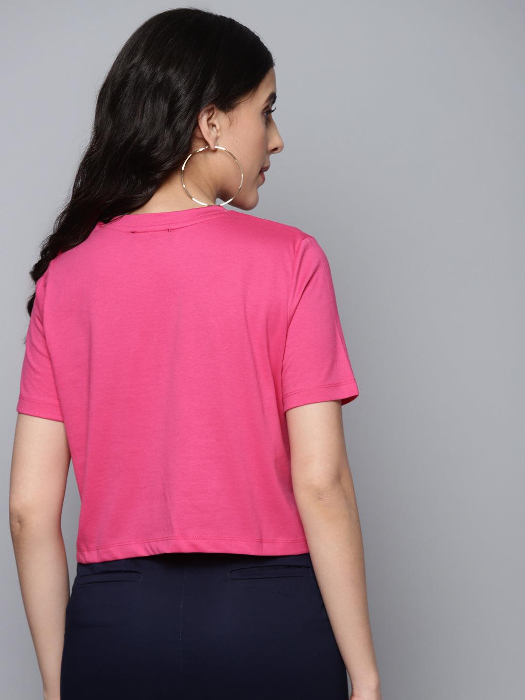 Women Fuchsia SEE GOOD Boxy Crop T-Shirt - NOZ2TOZ