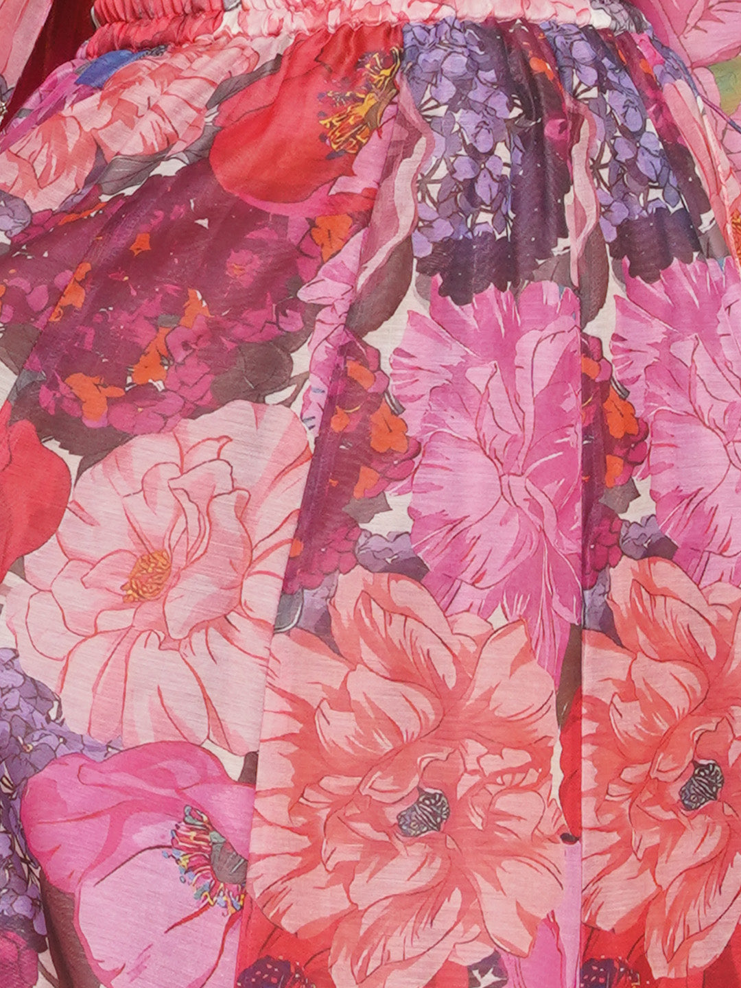 Girls Purple & Pink Digital Flower Print Lace work Choli Lehenga with Dupatta