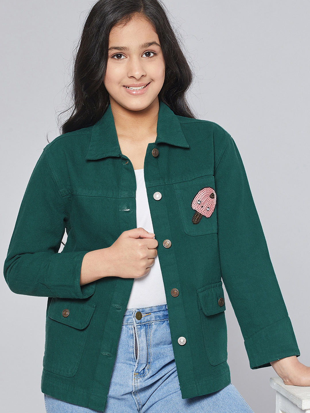 N2Z2TOZ - Girls Green ICE CREAM Patch Denim Jacket